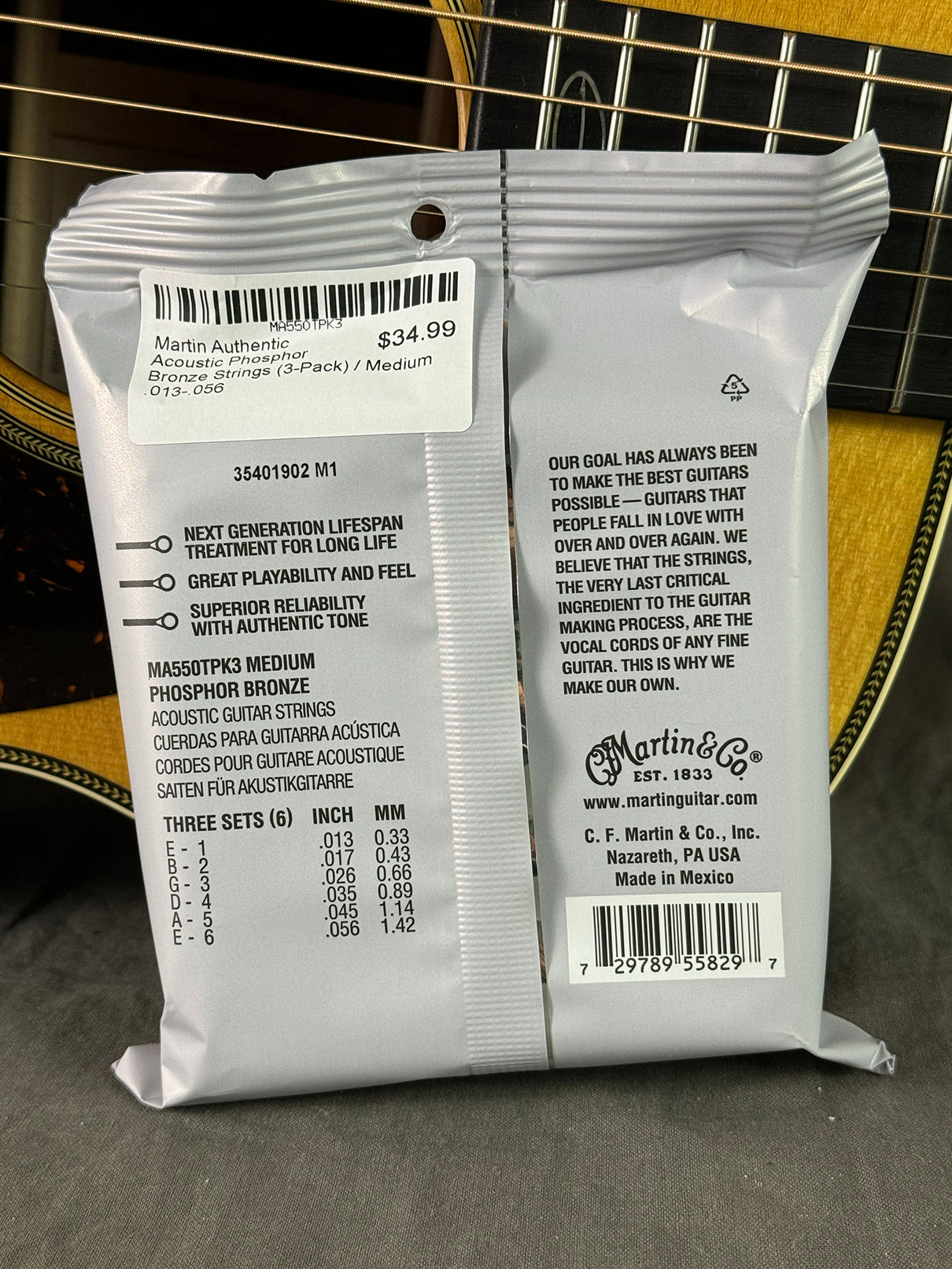 MARTIN MA550TPK3 Treated with Lifespan Phospher Bronze Medium アコースティックギター弦 3 セットパック 喜ばれる誕生日プレゼント - アクセサリー・パーツ