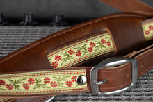 Load image into Gallery viewer, Souldier Petunia Maroon Flower on Yellow Deluxe Saddle Strap